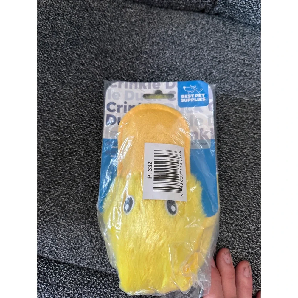 Best Pet Supplies Crinkle Duck Plush Dog Toy Yellow‎ Stuffing Free PT332